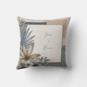 幾何モダン植物性熱帯フローラ結婚ズ クッション (裏面)