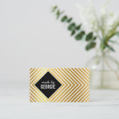 幾何モダン模様ダイヤモンド白黒金ゴールド 名刺 (スタンド正面)