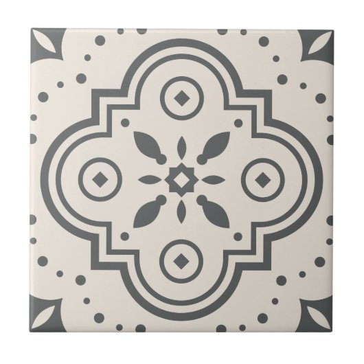 幾何モダン模様加飾白黒 タイル (正面)