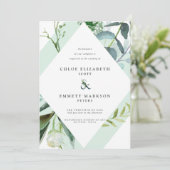幾何モダン水彩植物学結婚院 招待状 (スタンド正面)