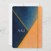 幾何モダン海軍コーラル結婚ズ 招待状 (裏面)