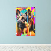 幾何モダン犬 キャンバスプリント (インサイチュ (ウッドフロア))