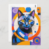 幾何モダン猫芸術 ポストカード (正面/裏面)