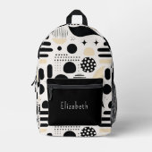 幾何モダン白黒抽象芸術パーソナライズされた プリントバックパック (正面)
