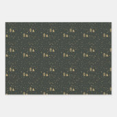 幾何モダン白黒金ゴールドクリスマスツリー ラッピングペーパーシート (正面3)