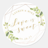 幾何モダン的な緑の愛は甘い結婚 ラウンドシール (正面)