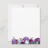 幾何モダン紫色のフローラの結婚緑 招待状 (裏面)
