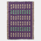 幾何モダン紫色クリームグリーン名前をカスタムする スローブランケット (正面縦)