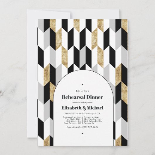 幾何モダン結婚のリハーサル 招待状 (正面)
