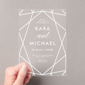 幾何モダン結婚の アクリル招待状 (インサイチュ (ポータブル))