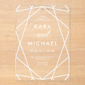 幾何モダン結婚の アクリル招待状 (正面)