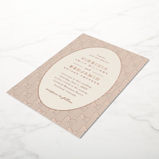 幾何モダン結婚の 箔招待状 (回転した状態)