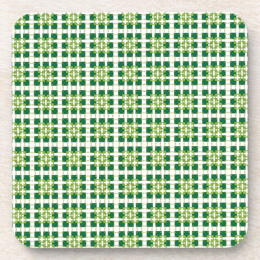 幾何モダン緑の森の正方形パターン コースター (正面)