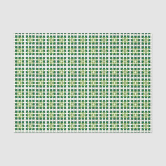 幾何モダン緑の森の正方形パターン 薄葉紙 (正面)