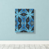 幾何モダン美術，ブルーグレーアート，魚，ギフト キャンバスプリント (インサイチュ (ウッドフロア))