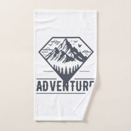 幾何モダン自然マウンテンズアドベンチャー ハンドタオル