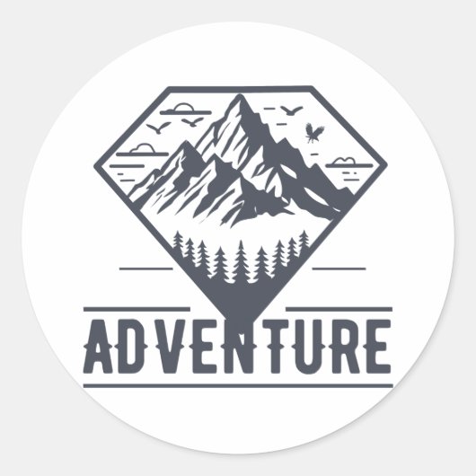 幾何モダン自然マウンテンズアドベンチャー ラウンドシール (正面)