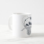 幾何モダン自然マウンテンズウォーターフォー コーヒーマグカップ (正面左)