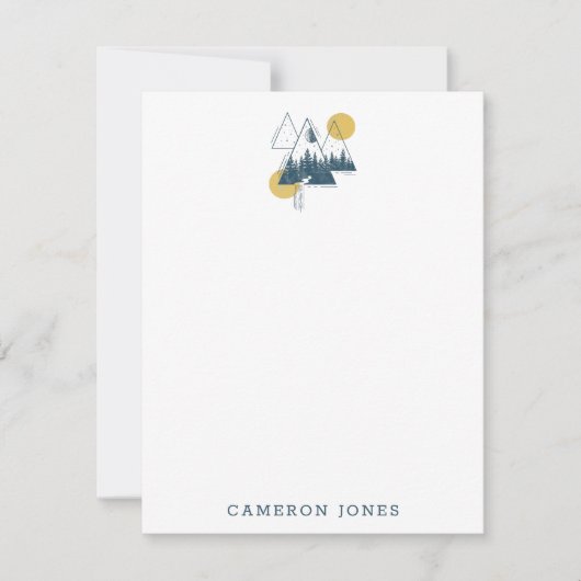 幾何モダン自然横パーソナライズされた ノートカード (正面)