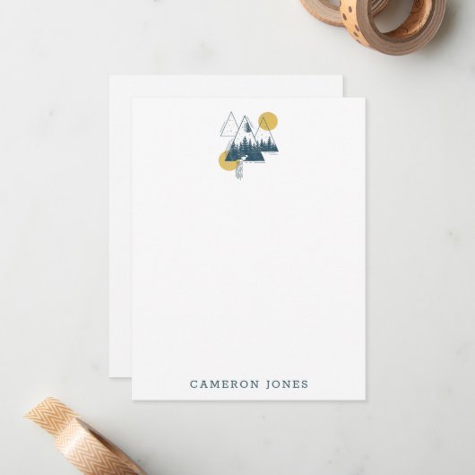 幾何モダン自然横パーソナライズされた ノートカード (正面/裏面インサイチュ)