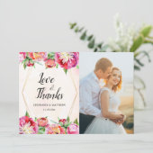 幾何モダン色の牡丹の結婚写真 サンキューカード (スタンド正面)