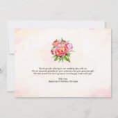 幾何モダン色の牡丹の結婚写真 サンキューカード (裏面)