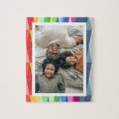 幾何モダン色の虹のパーソナライズされた写真 ジグソーパズル (縦)