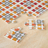 幾何モダン色の赤い琥珀の正方形パターン ジグソーパズル (側面)