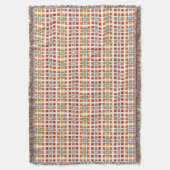 幾何モダン色の赤い琥珀の正方形パターン スローブランケット (正面縦)