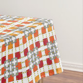 幾何モダン色の赤い琥珀の正方形パターン テーブルクロス (インサイチュ)