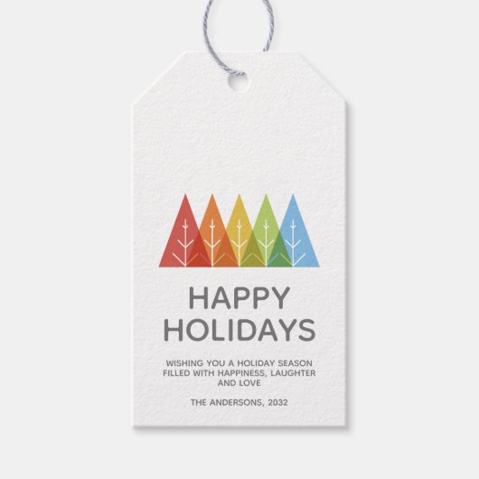 幾何モダン色の重なり合うクリスマス ギフトタグ (正面)
