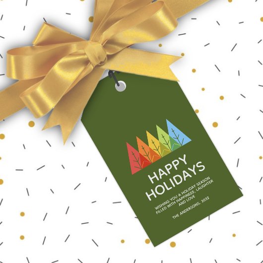 幾何モダン色の重なり合うクリスマス ギフトタグ