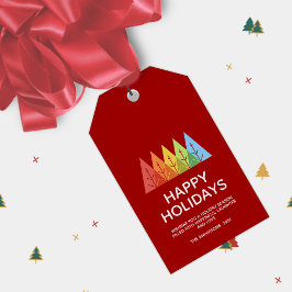 幾何モダン色の重なり合うクリスマス ギフトタグ