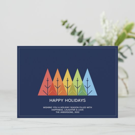 幾何モダン色の重なり合うクリスマス シーズンカード (スタンド正面)