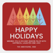 幾何モダン色の重なり合うクリスマス スクエアシール (正面)