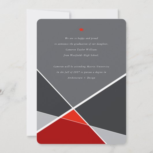 幾何モダン色ブロックの図形写真のグラデーション 案内状 (裏面)