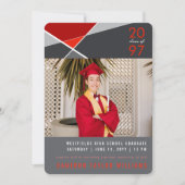 幾何モダン色ブロックの図形写真のグラデーション 案内状 (正面)