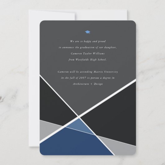 幾何モダン色ブロックの図形写真のグラデーション 案内状 (裏面)