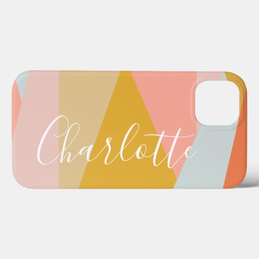 幾何モダン色ブロックパーソナライズされたサンゴ Case-Mate iPhoneケース (裏面 (横))