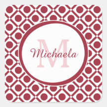 幾何モダン赤と白モノグラムと名前