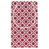 幾何モダン赤と白モノグラムと名前 スモールペーパーバッグ (裏面)