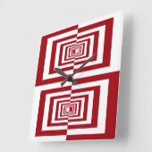 幾何モダン赤と白学 スクエア壁時計 (傾斜)