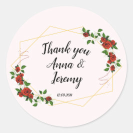 幾何モダン赤色フローラグリッタークラシック丸 ラウンドシール