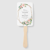 幾何モダン赤面ピンクフローラ結婚式 ハンドファン (正面)