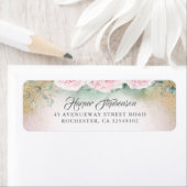 幾何モダン赤面ピンクフローラ ラベル (インサイチュ)