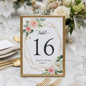 幾何モダン赤面フローラ結婚のテーブル番号 出欠カード