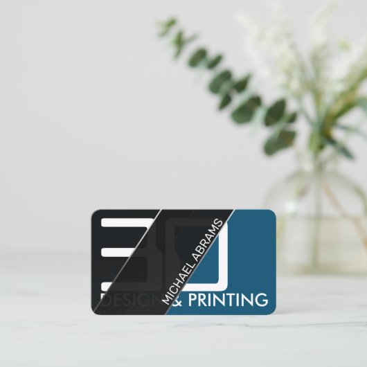 幾何モダン透明青名刺 名刺 (スタンド正面)