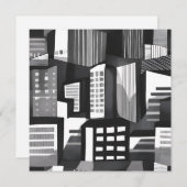 幾何モダン都市 | 白黒カード (正面/裏面)