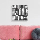 幾何モダン都市 | 白黒コンテンポラリー キャンバスプリント (インサイチュ (リビング))