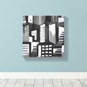 幾何モダン都市 | 白黒コンテンポラリー キャンバスプリント (インサイチュ (ウッドフロア))